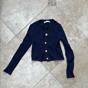 ZARA Navy Blue Button-Up Cardigan